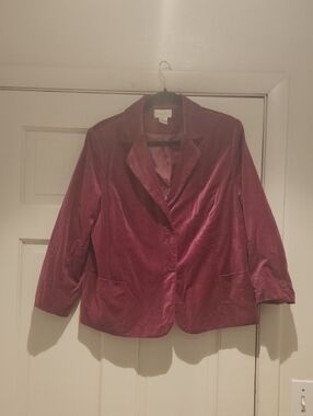Vintage Studio Works Velvet Cotton Blazer Jacket - Bright Rose Women's 14
